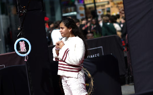 Woman creates 360° TikTok video in Times Square booth