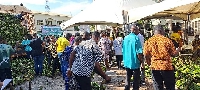 Patrons at the Agric Ministry market