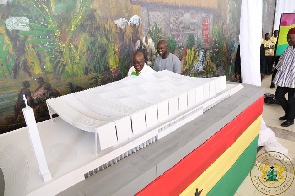 President Akufo-Addo inspects a prototype of the proposed National Cathedral