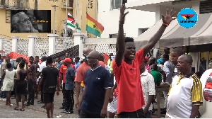 Jubilant NDC supporter at the party headquarters