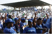Supporters of Gabon President Ali Bongo Ondimba and the Gabonese Democratic Party