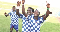 Kwame Boateng jubilating with colleagues