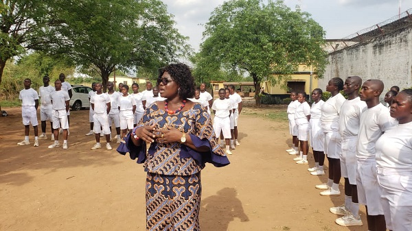 The Bono Regional Minister speaking to some inmates of the Sunyani Central Prison