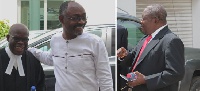 Mr Alfred Agbesi Woyome with his lawyer Ken Anku clashed in court with Mr Martin Amidu