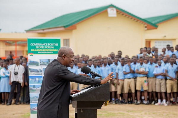 Former President John Mahama addressing a gathering of students