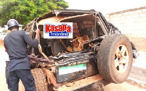 Mechanic caught dismantling a state registered Toyota Landcruiser V8 at Ashaiman
