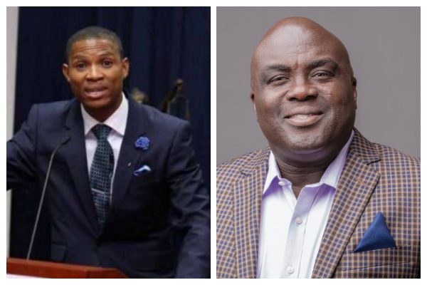 MP for Madina, Francis-Xavier Sosu (L) and Chief of Staff, Julius Debra (R)