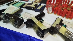 The guns include four pistols, several weapons and other ammunition