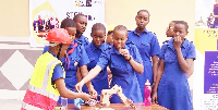 Female students showcase their STEM innovations during a competition in Dar es Salaam