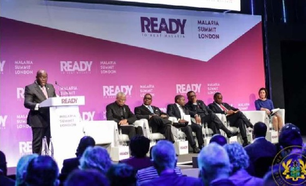 President Nana Addo Dankwa Akufo-Addo giving an address at Malaria Summit in London