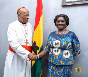 Cardinal Wilfred Fox Napier (L) and Prof Naana Jane Opoku Agyemang (R)