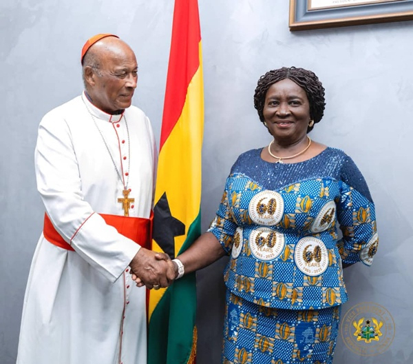 Cardinal Wilfred Fox Napier (L) and Prof Naana Jane Opoku Agyemang (R)