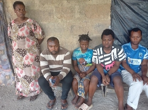 Madam Akua Serwaa in a picture with her 4 blind children and husband