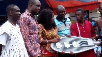 Catherine Afeku handed over the street lights to the communities