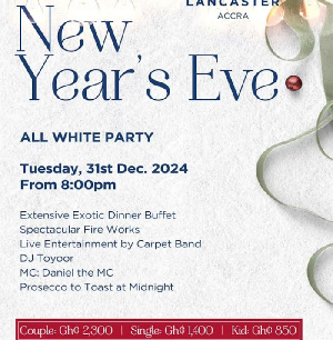 Lancaster Accra Hotel's 'New Year's Eve All-White Party' promises exciting surprises for patrons