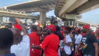 A scene from Sammy Gyami's arrival for the ‘Mother of All Demonstrations’