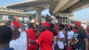 A scene from Sammy Gyami's arrival for the ‘Mother of All Demonstrations’