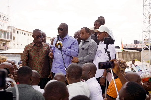 Member of Parliament for Abetifi, Bryan Acheampong during a visit to the market