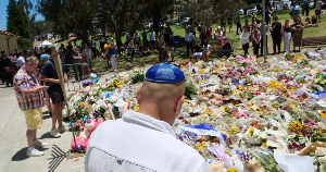 A floral tribute has been set up for the victims of the Bondi attack