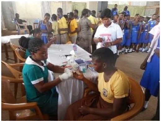 Some pupils undergoing health screening.