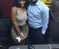 Wendy Shay poses with DJ Adviser after her interview