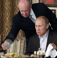 Yevgeny Prigozhin in shots with Russian President, Vladimir Putin