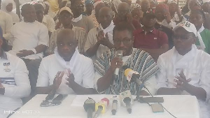 Some NDC Asawase constituency executives addressing a gathering after the MCE's election