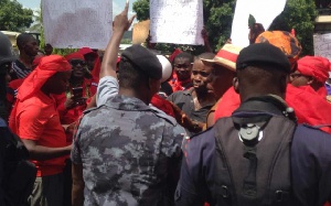 Some youth in the Volta Region took to the streets to protest