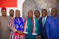 Stephen Ntim with some NPP stalwarts as well as APC executives in a group picture