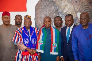 Stephen Ntim with some NPP stalwarts as well as APC executives in a group picture
