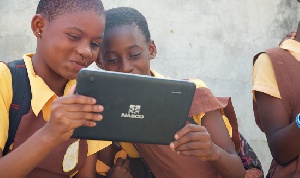 Some students with the tablet