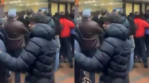 United fans watching the game outside the stadium