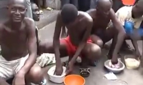 Some prison inmates preparing their own meals