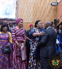 Rebecca and Nana Akufo-Addo kissed on the floor of Parliament