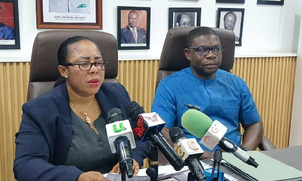 Linda Ocloo (L) and Richard Gyan-Mensah at the event in Accra