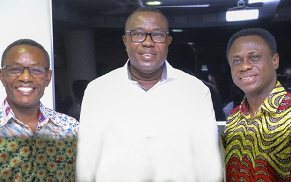 Samuel Ofosu-Ampofo (M) with Apostle Eric Nyamekye (R) and Apostle Alexander Kumi-Larbi (L)