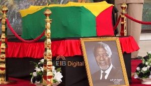 The remains of the former Secretary-General of UN, Kofi Annan was laid in state at AICC