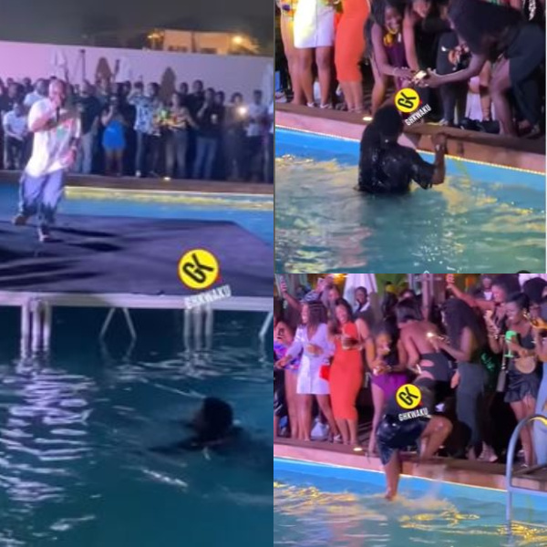 Young man jumps into pool to save the day
