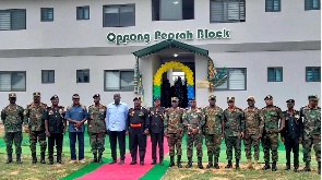 Major-General Thomas Oppong-Peprah (7th from left) and other military officers