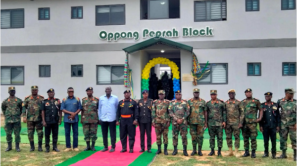 Major-General Thomas Oppong-Peprah (7th from left) and other military officers