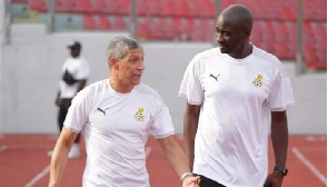 Black Stars head coach, Otto Addo and technical advisor Chris Hughton(L)