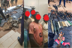 Some of the Burkinabè soldiers arrested, along with weapons seized from them Some of the Burkinabè soldiers arrested, along with weapons seized from them