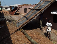 One of the buildings with its roof torn off by heavy rainfall in Asante Jamasi