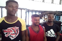 Suspects Collins Opoku Manu, (middle) Eugene Allon Nyame (left) and Michael Opoku