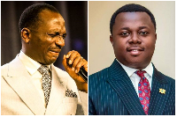 Dr Paul Enenche (L) prayed at the event for Rev John Ntim Fordjour (R)