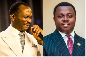 Dr Paul Enenche (L) prayed at the event for Rev John Ntim Fordjour (R)