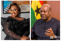 Phillis Naa Koryoo Okunor (L) and John Dramani Mahama (R)