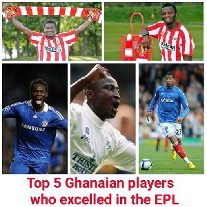 Asamoah Gyan, Sulley Muntari, Michael Essien, Tony Yeboah and K.P Boateng