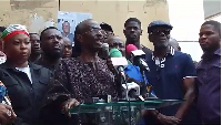 Asiedu Nketiah addressing NDC supporters and the media after the release of Naa Koryoo