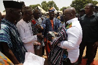 President Akufo-Addo recieving a smock from an elder of Tumu Traditional Area